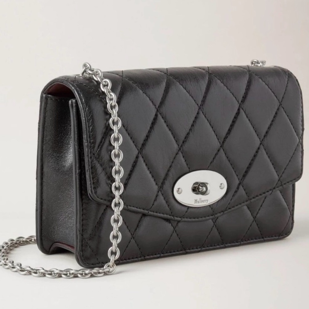 Mulberry quilted darley bag in black shiny calf skin